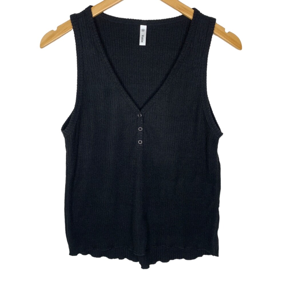 Wishlist womens black v-neck sweater tank top size medium